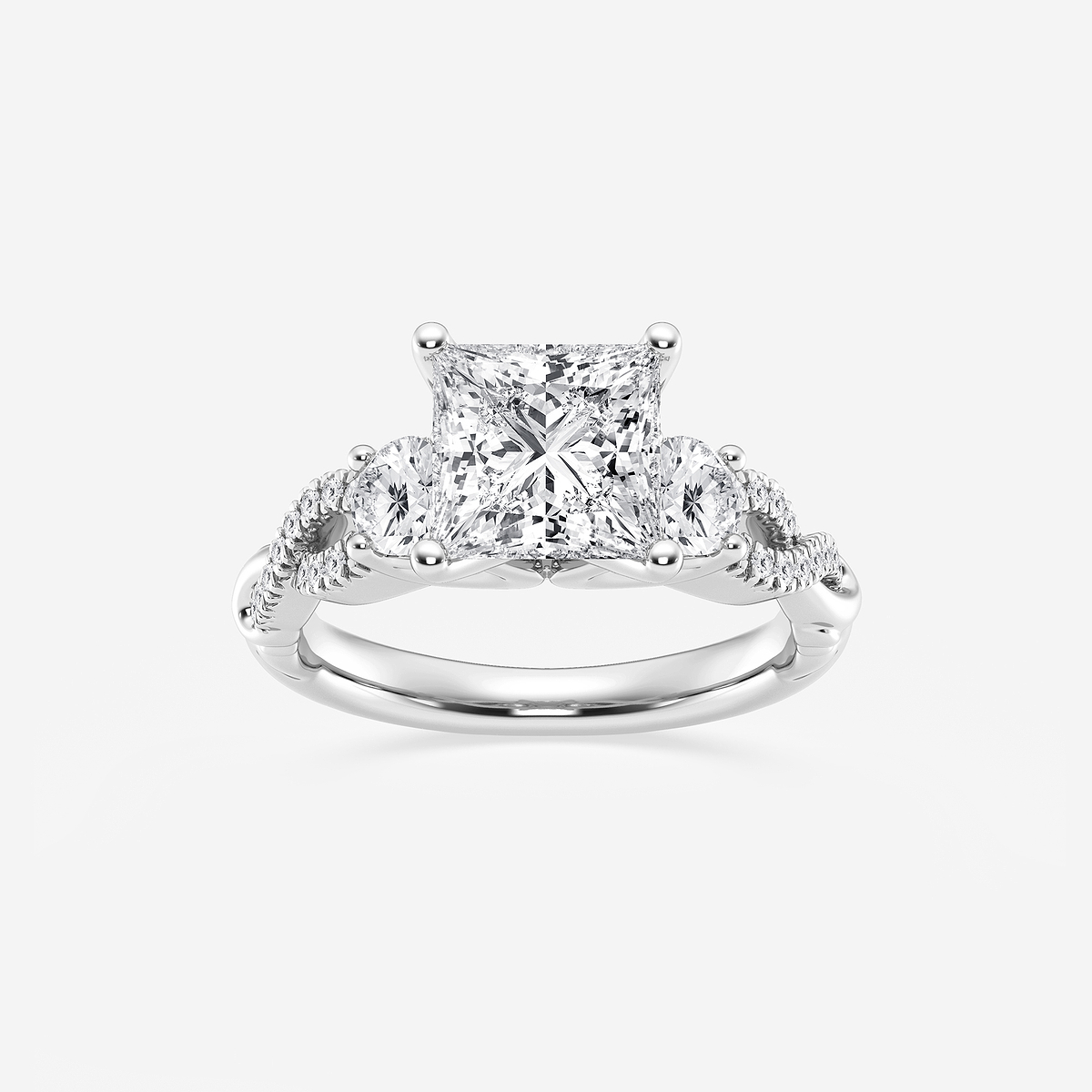 3 1/10 ctw Princess Lab Grown Diamond Swirl Engagement Ring