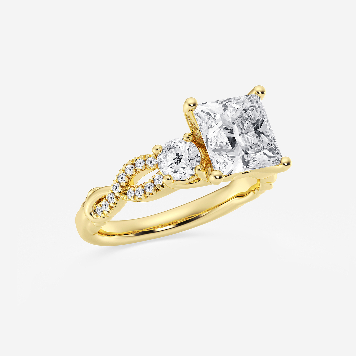 Additional Image 1 for  3 1/10 ctw Princess Lab Grown Diamond Swirl Engagement Ring