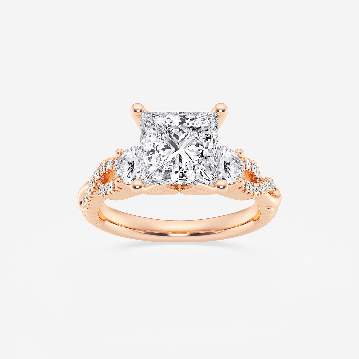 3 5/8 ctw Princess Lab Grown Diamond Swirl Engagement Ring