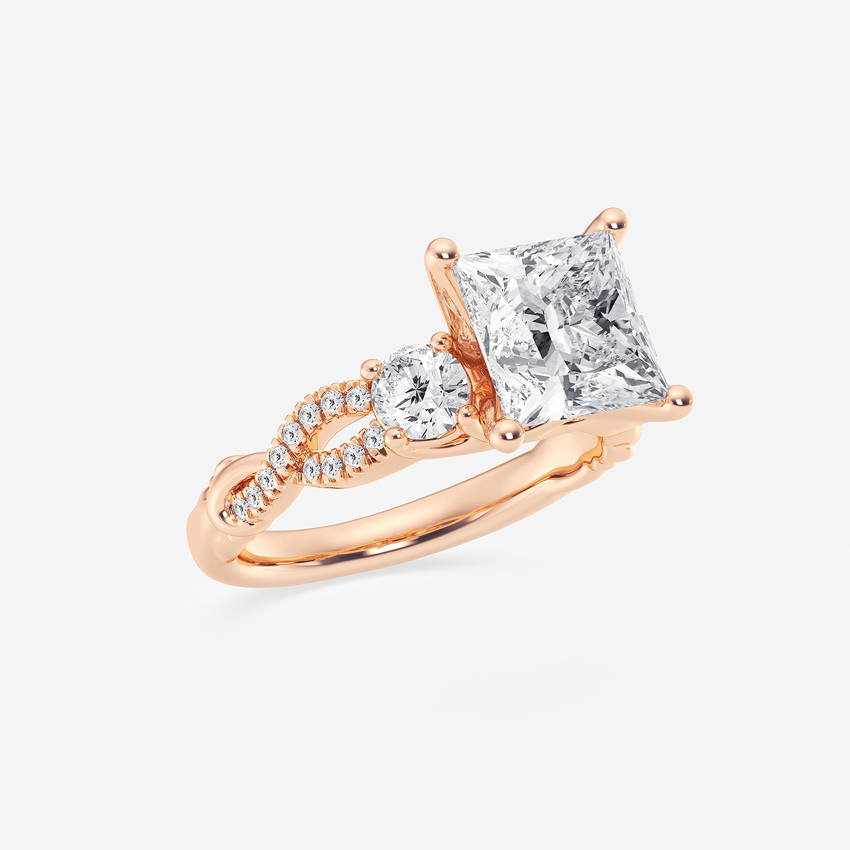 Additional Image 1 for  3 5/8 ctw Princess Lab Grown Diamond Swirl Engagement Ring