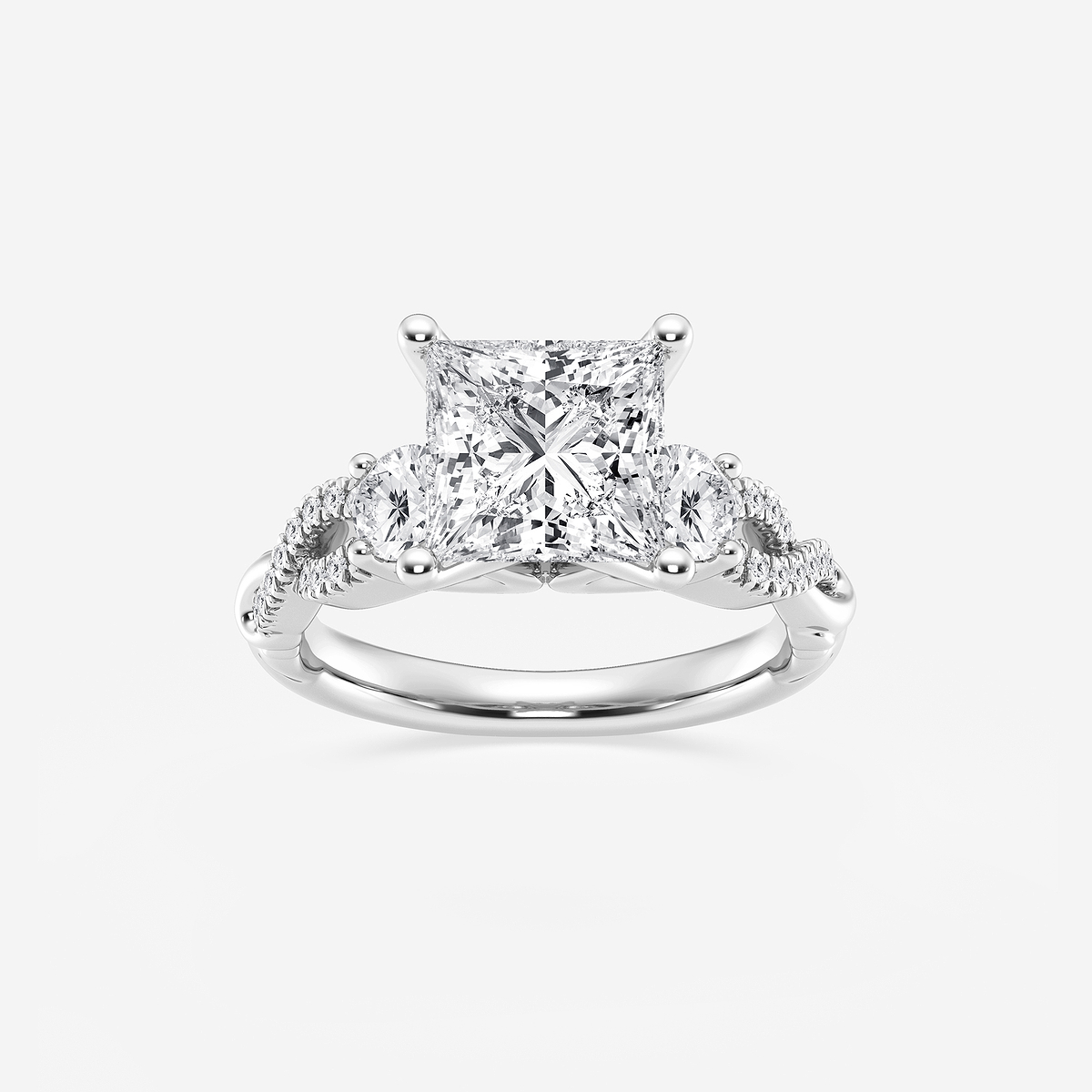 5 5/8 ctw Princess Lab Grown Diamond Swirl Engagement Ring
