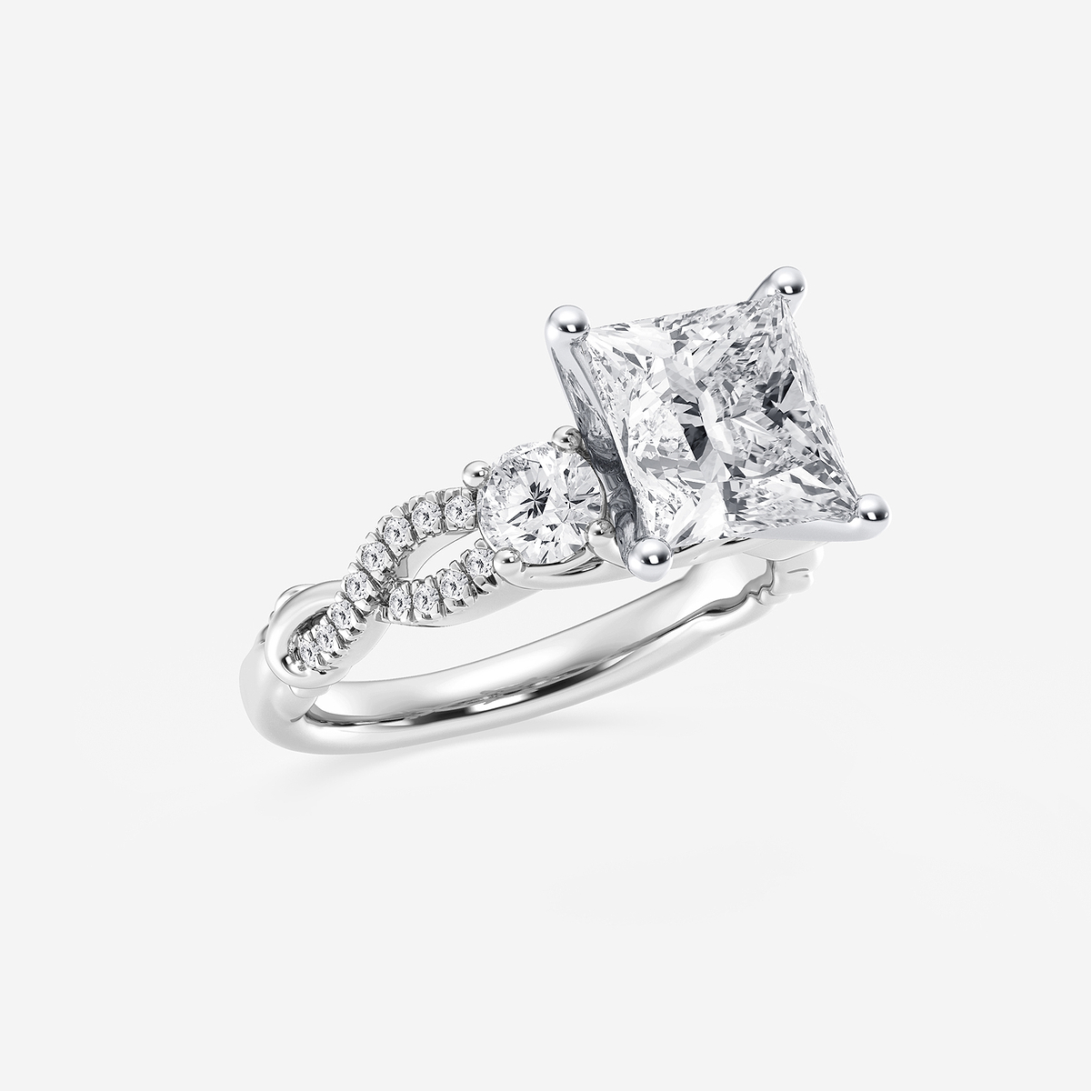 Additional Image 1 for  5 5/8 ctw Princess Lab Grown Diamond Swirl Engagement Ring