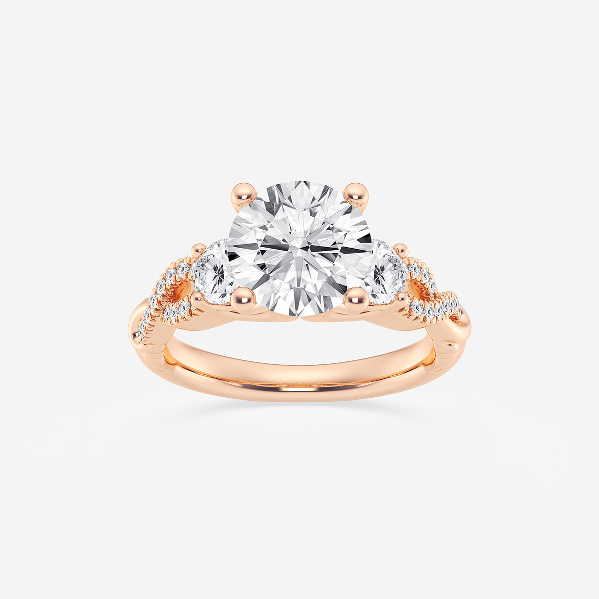 3 1/10 ctw Round Lab Grown Diamond Swirl Engagement Ring