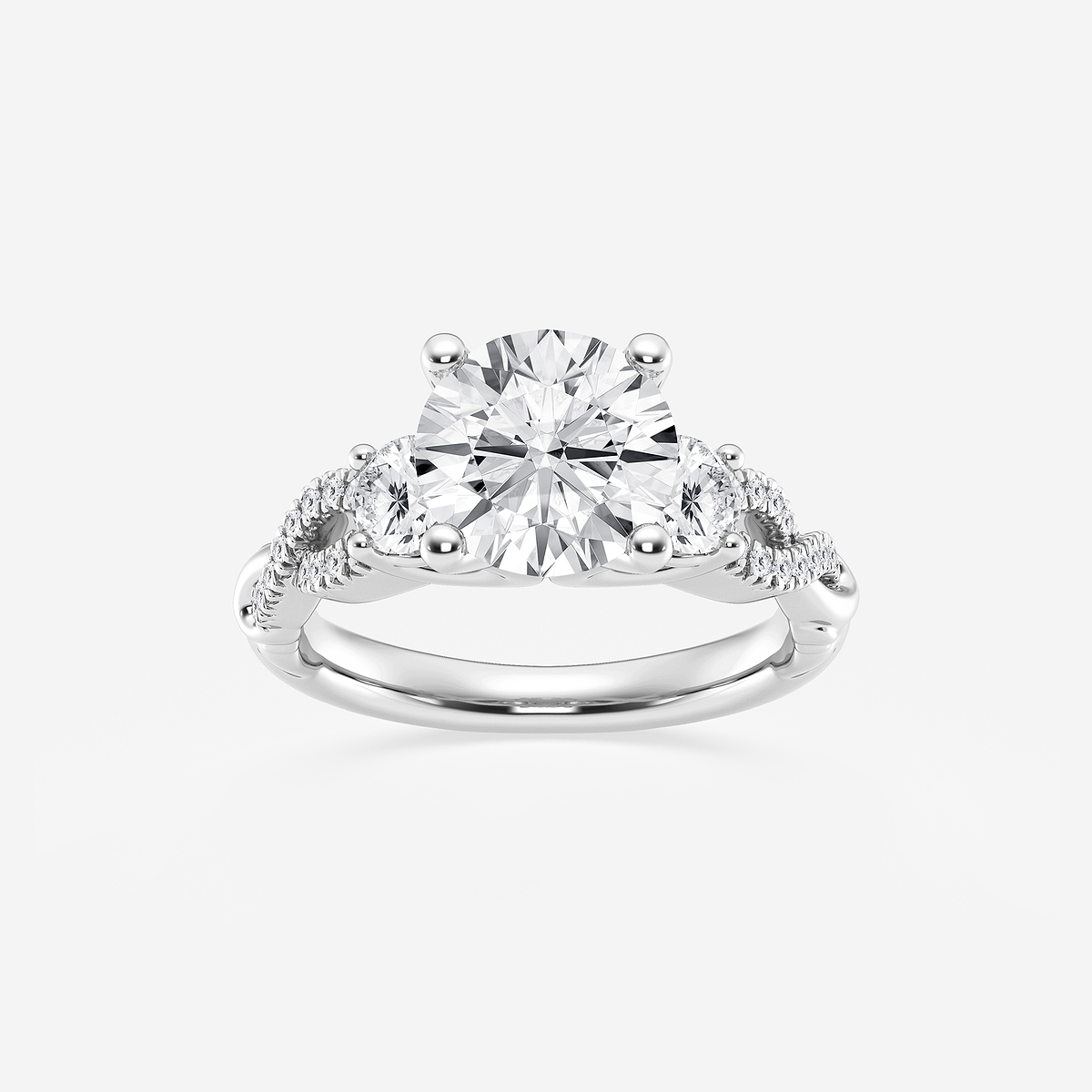 3 1/10 ctw Round Lab Grown Diamond Swirl Engagement Ring