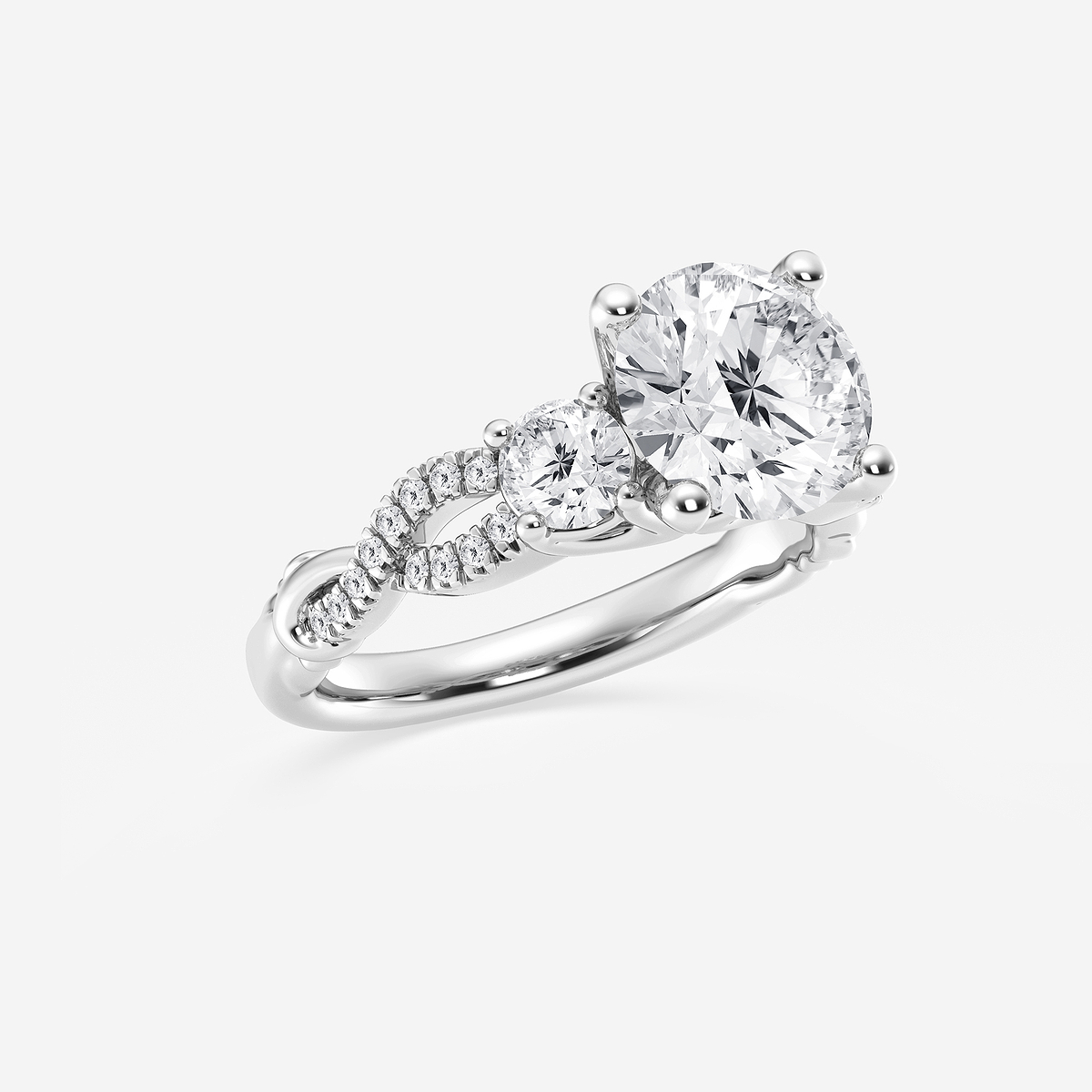 Additional Image 1 for  3 1/10 ctw Round Lab Grown Diamond Swirl Engagement Ring