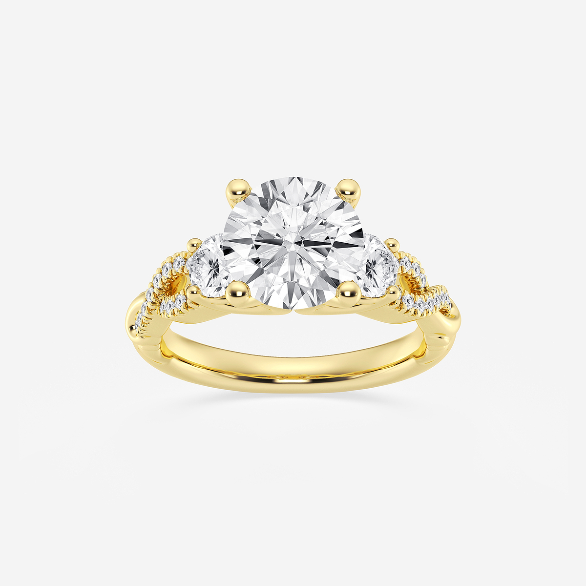 3 1/10 ctw Round Lab Grown Diamond Swirl Engagement Ring