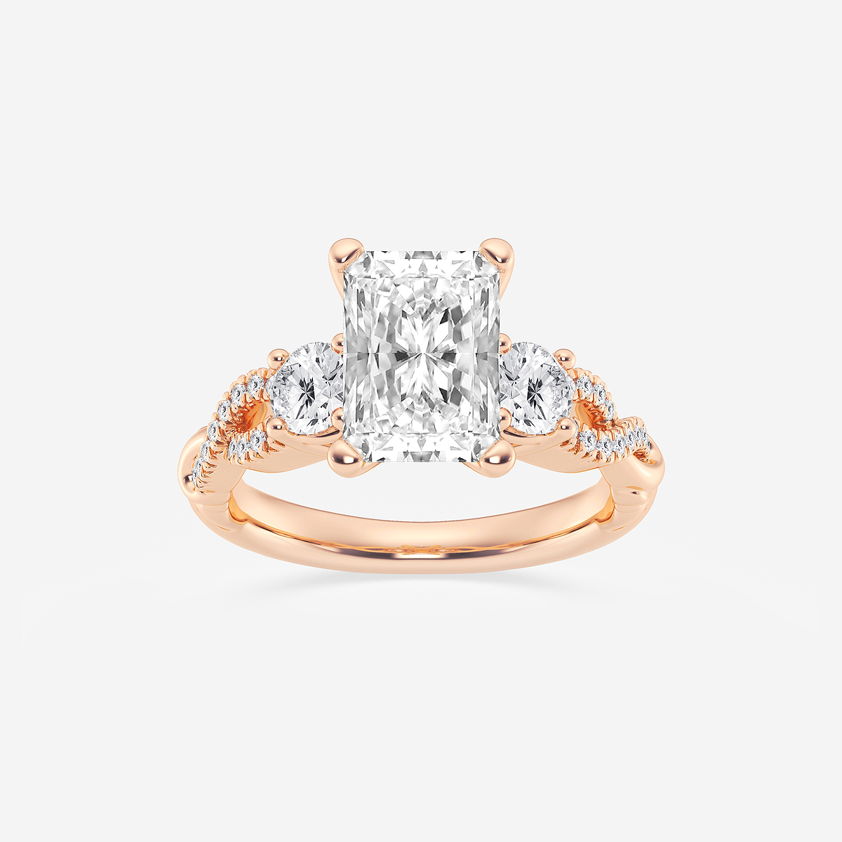 3 1/10 ctw Radiant Lab Grown Diamond Swirl Engagement Ring