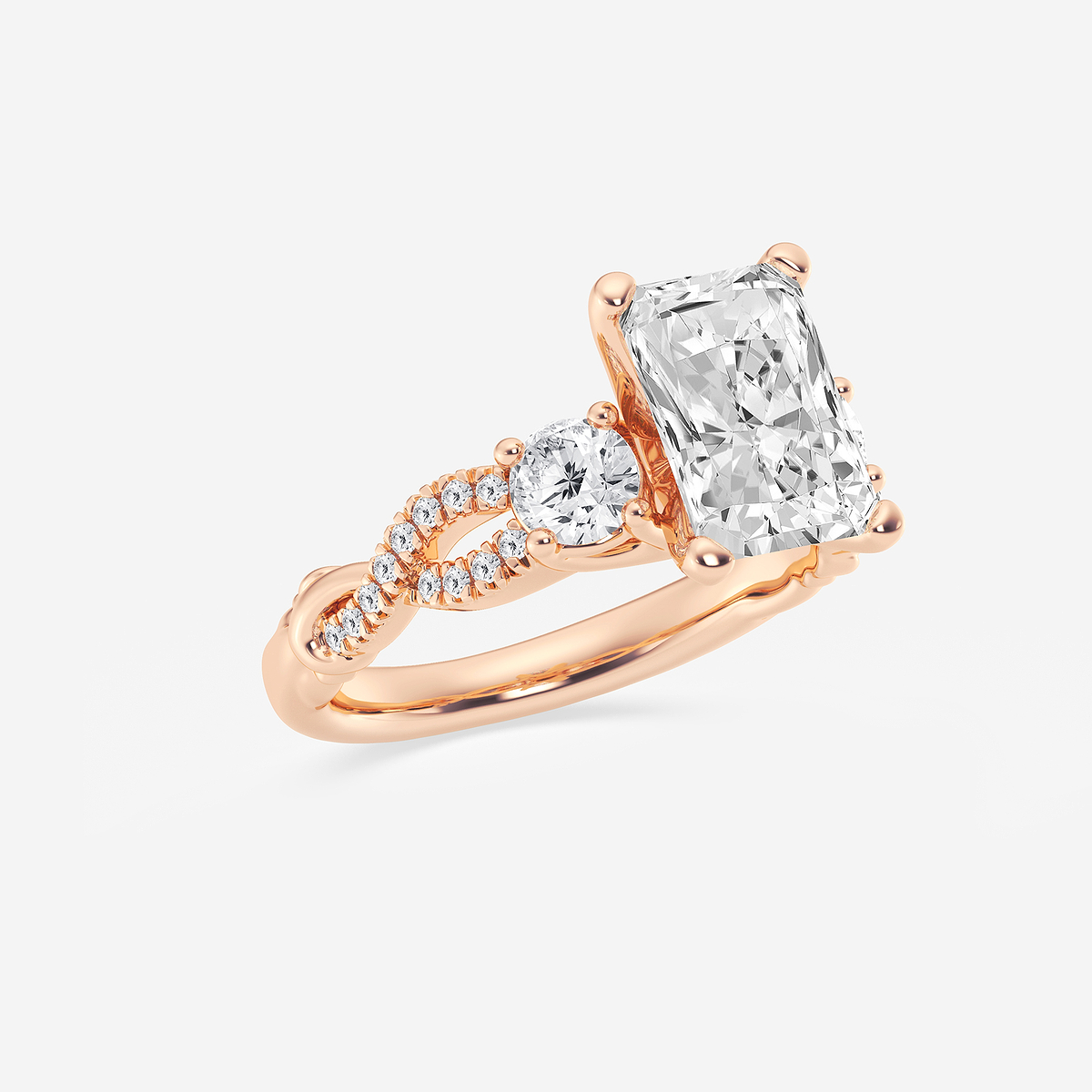 Additional Image 1 for  3 1/10 ctw Radiant Lab Grown Diamond Swirl Engagement Ring