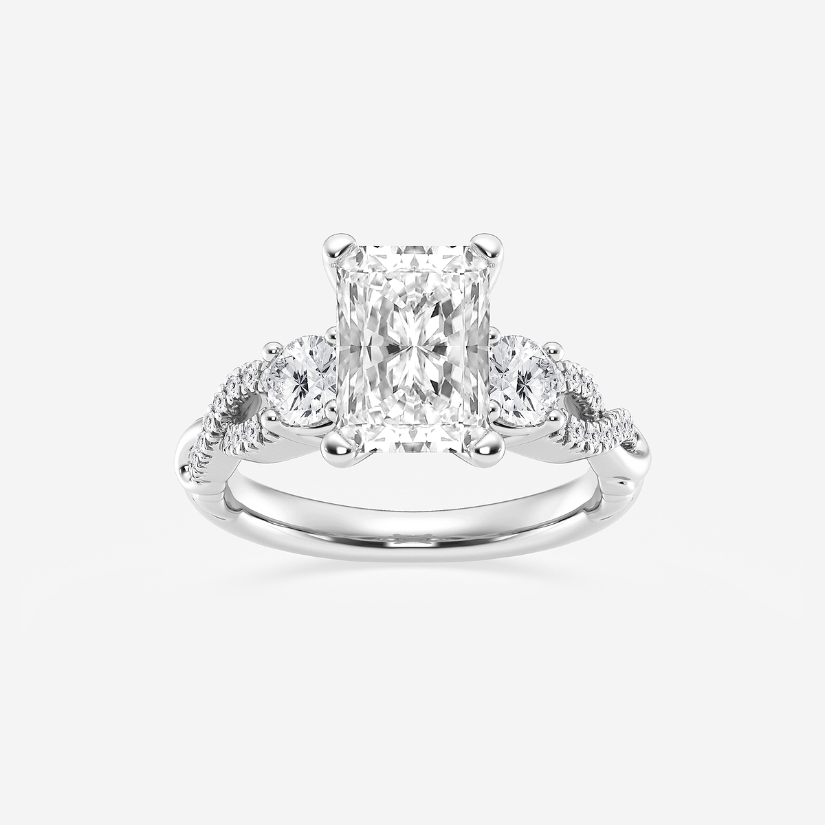 3 1/10 ctw Radiant Lab Grown Diamond Swirl Engagement Ring