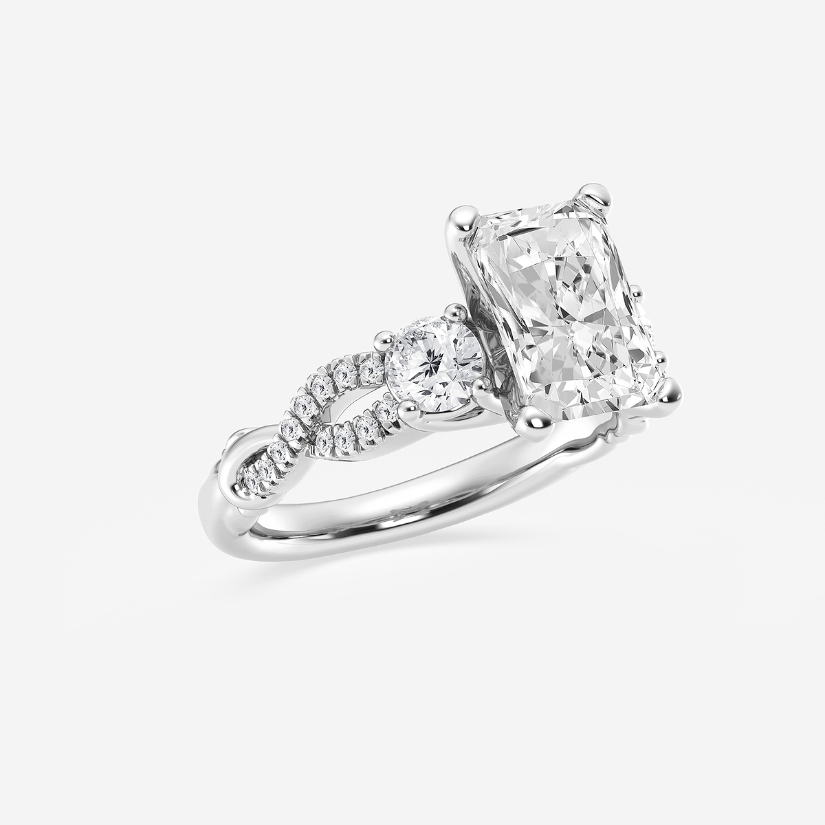 Additional Image 1 for  3 1/10 ctw Radiant Lab Grown Diamond Swirl Engagement Ring