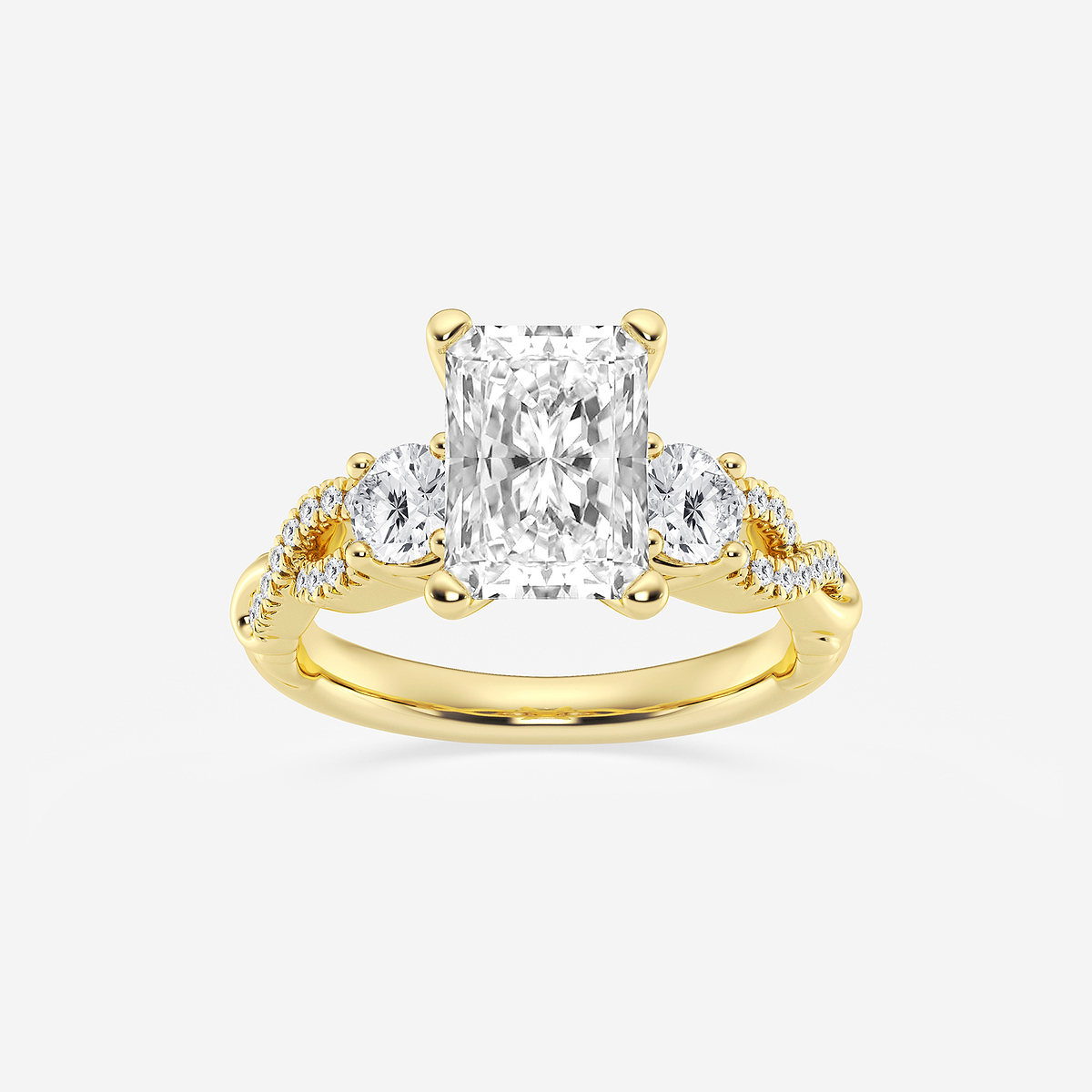 3 1/10 ctw Radiant Lab Grown Diamond Swirl Engagement Ring