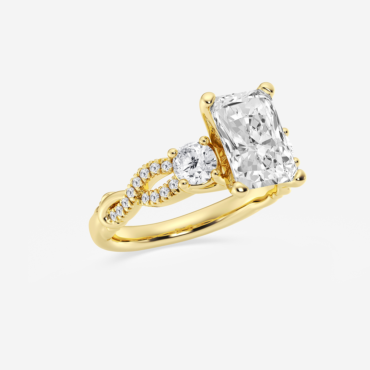 Additional Image 1 for  3 1/10 ctw Radiant Lab Grown Diamond Swirl Engagement Ring