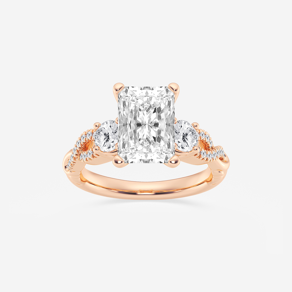 5 5/8 ctw Radiant Lab Grown Diamond Swirl Engagement Ring