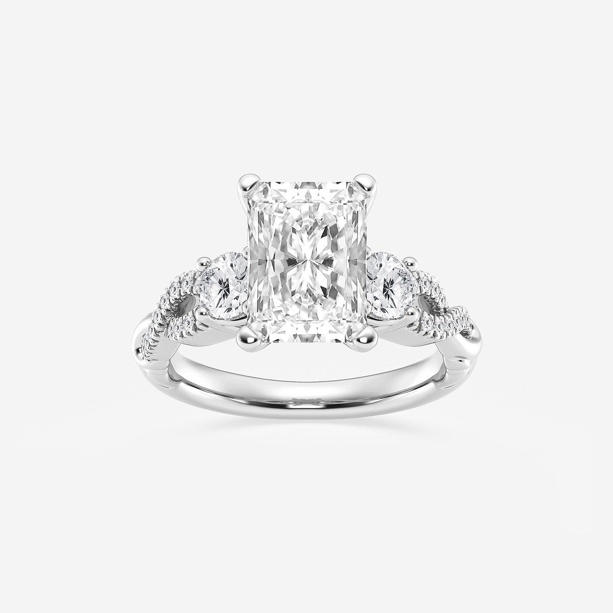 3 5/8 ctw Radiant Lab Grown Diamond Swirl Engagement Ring