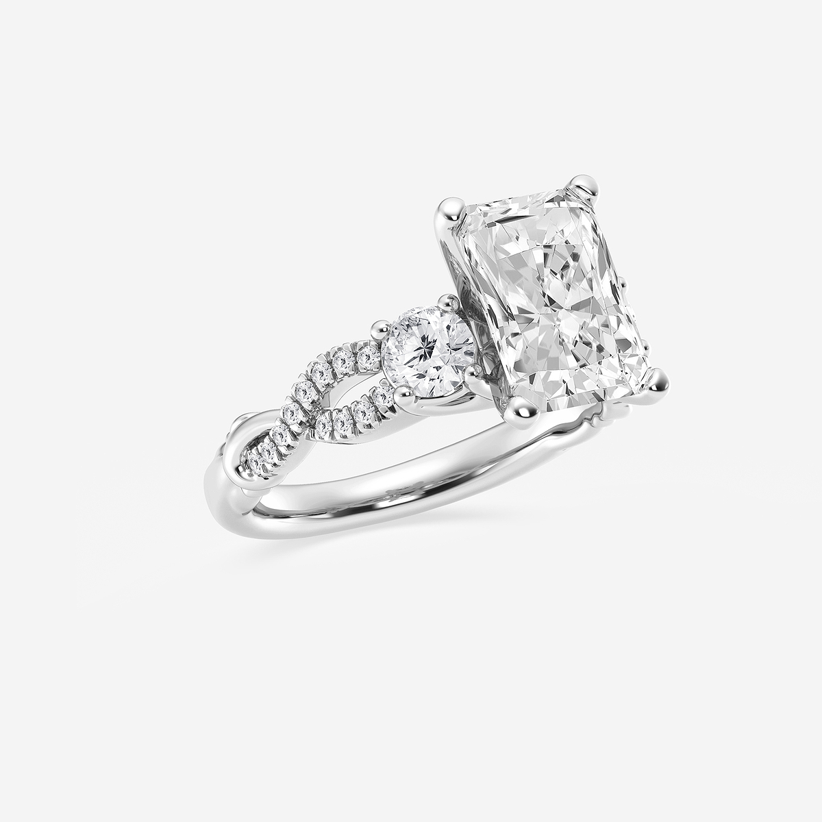 Additional Image 1 for  3 5/8 ctw Radiant Lab Grown Diamond Swirl Engagement Ring