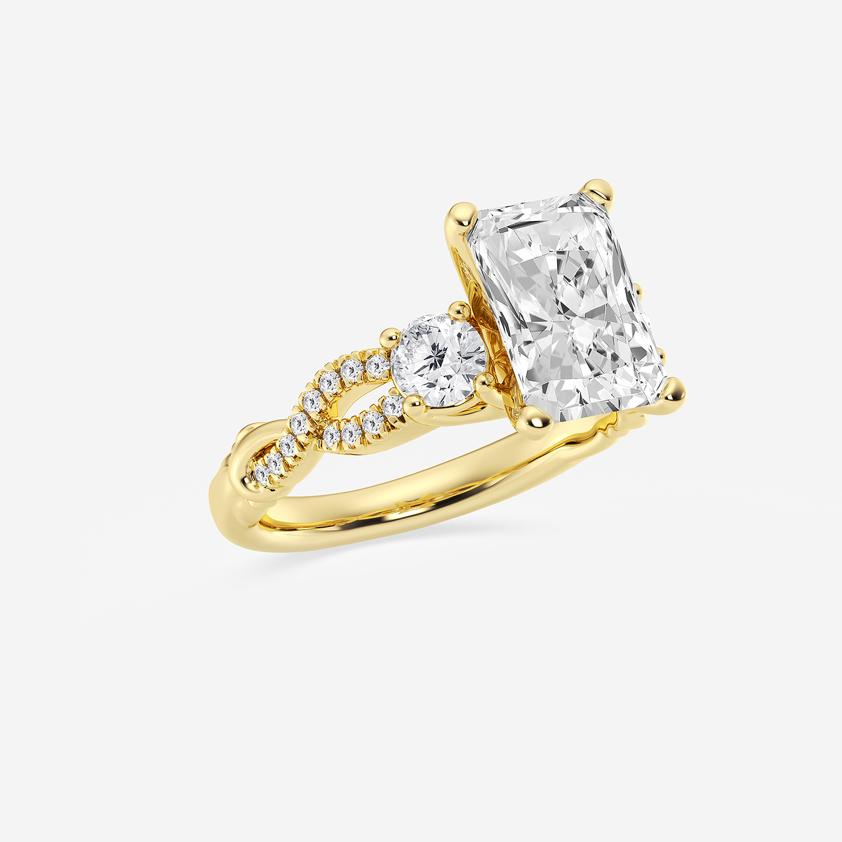 Additional Image 1 for  5 5/8 ctw Radiant Lab Grown Diamond Swirl Engagement Ring