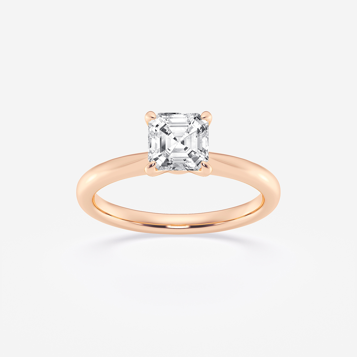 1 ctw Asscher Lab Grown Diamond Petite Solitaire Engagement Ring