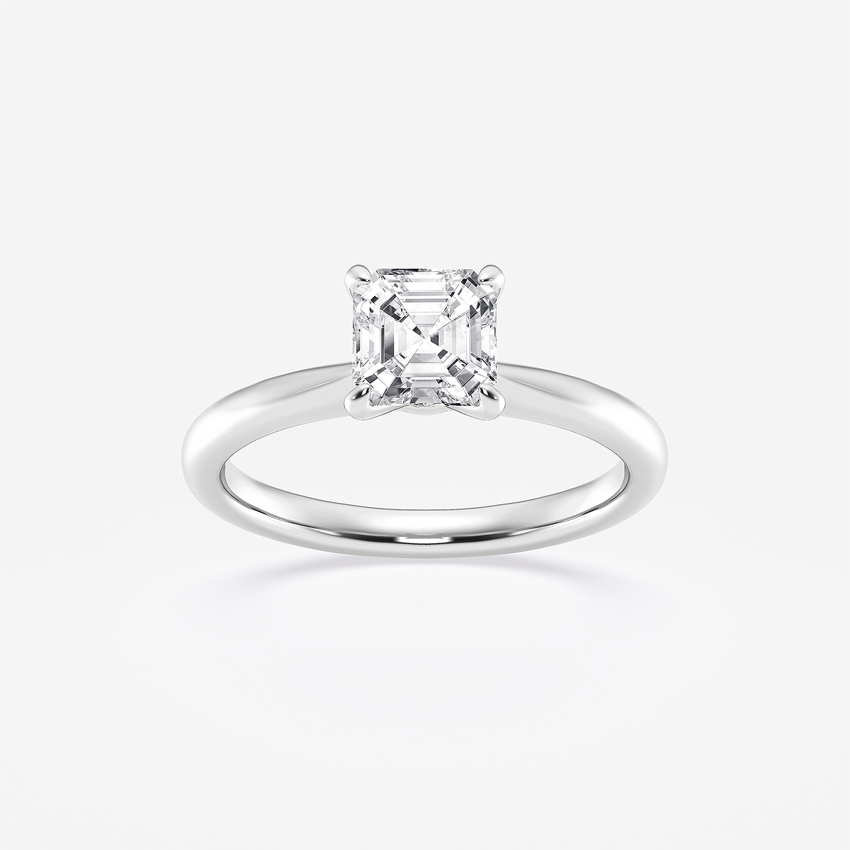 1 ctw Asscher Lab Grown Diamond Petite Solitaire Engagement Ring
