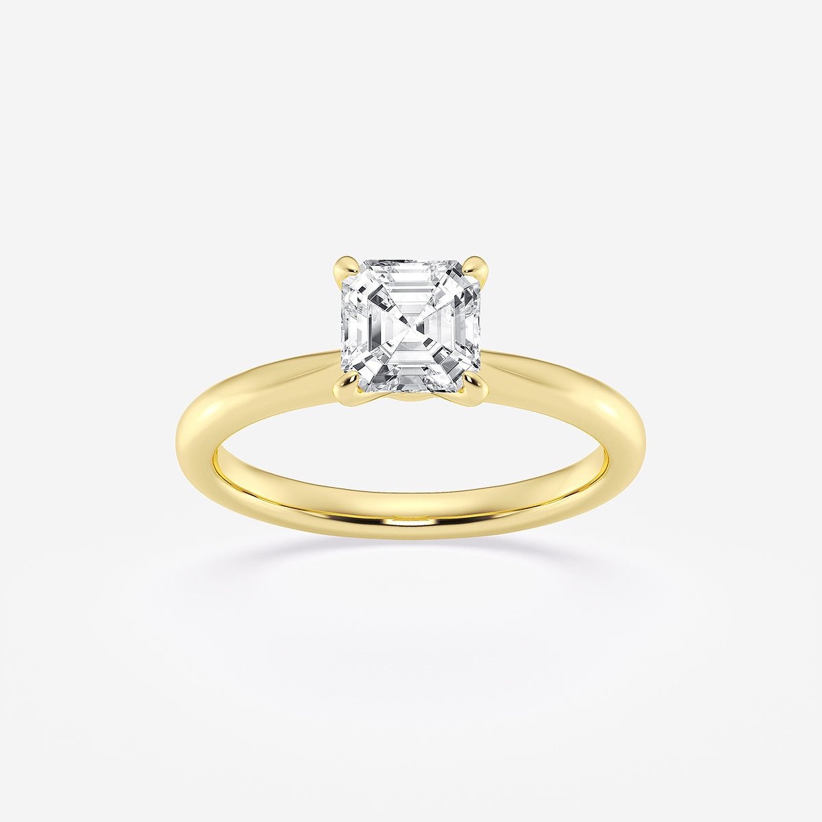 1 ctw Asscher Lab Grown Diamond Petite Solitaire Engagement Ring