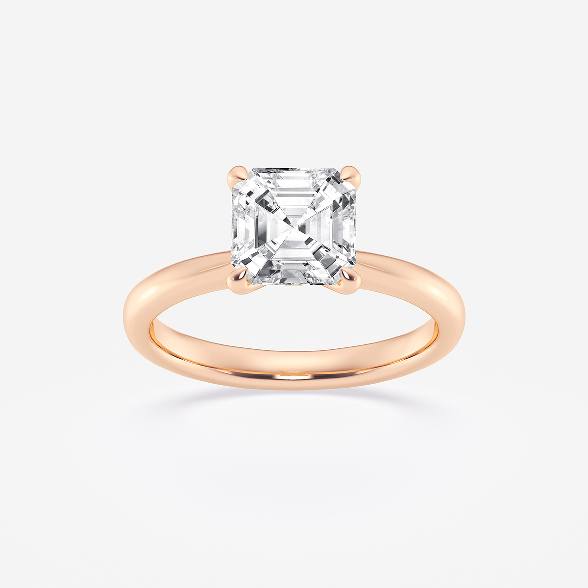 2 ctw Asscher Lab Grown Diamond Petite Solitaire Engagement Ring