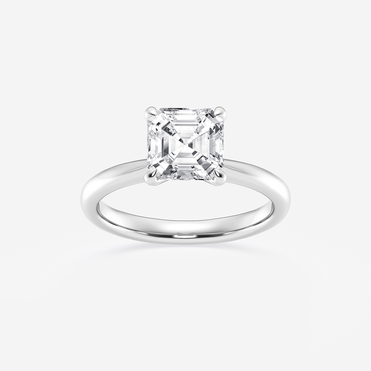 2 ctw Asscher Lab Grown Diamond Petite Solitaire Engagement Ring
