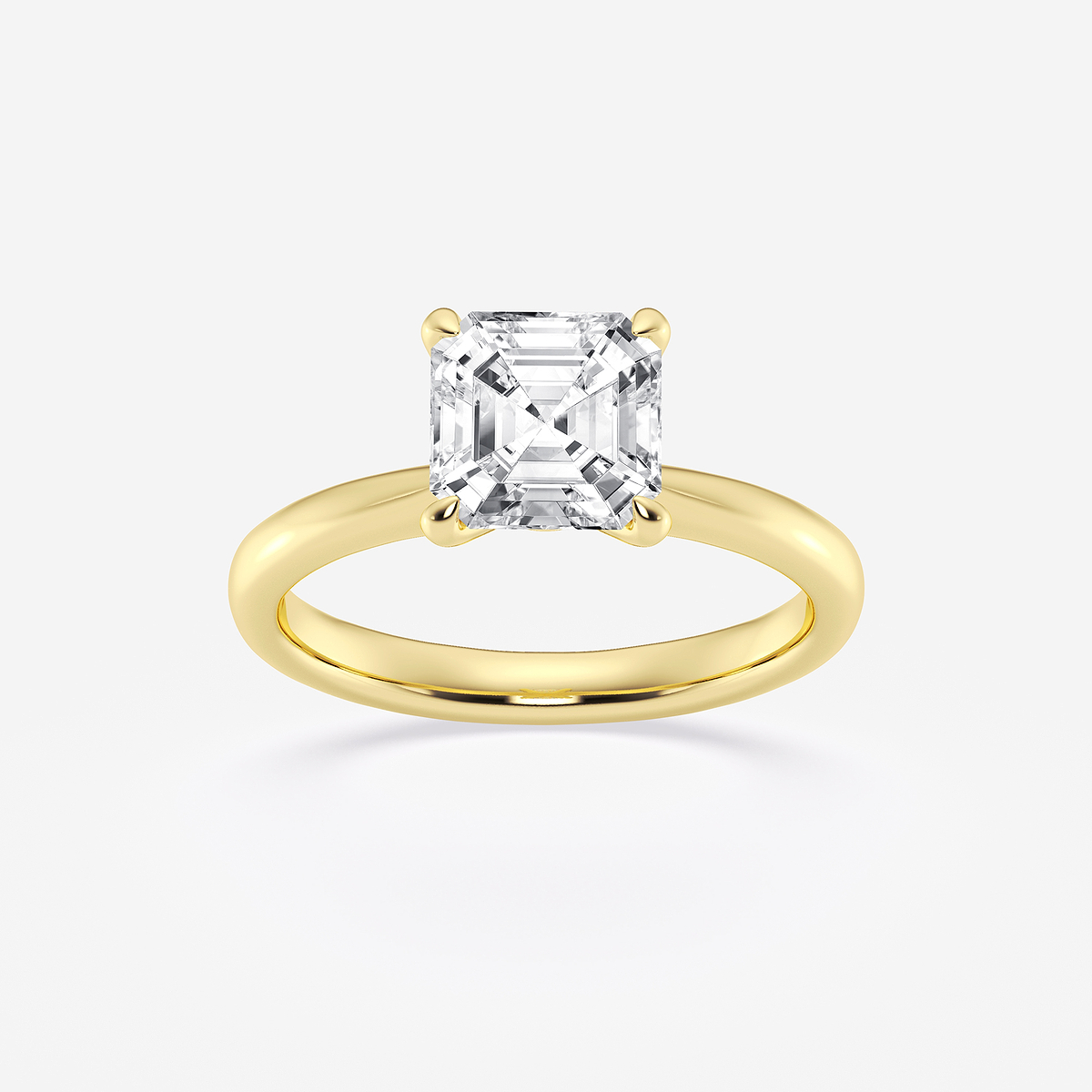 2 ctw Asscher Lab Grown Diamond Petite Solitaire Engagement Ring