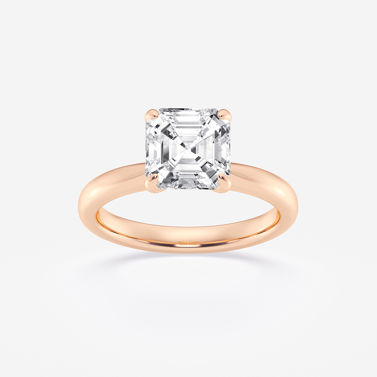 2 1/2 ctw Asscher Lab Grown Diamond Petite Solitaire Engagement Ring