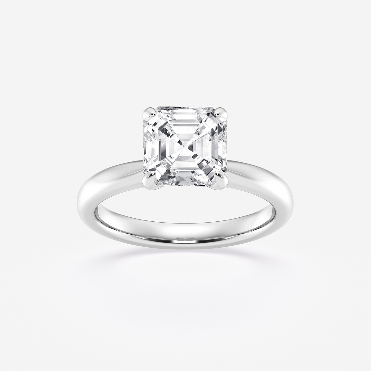 2 1/2 ctw Asscher Lab Grown Diamond Petite Solitaire Engagement Ring