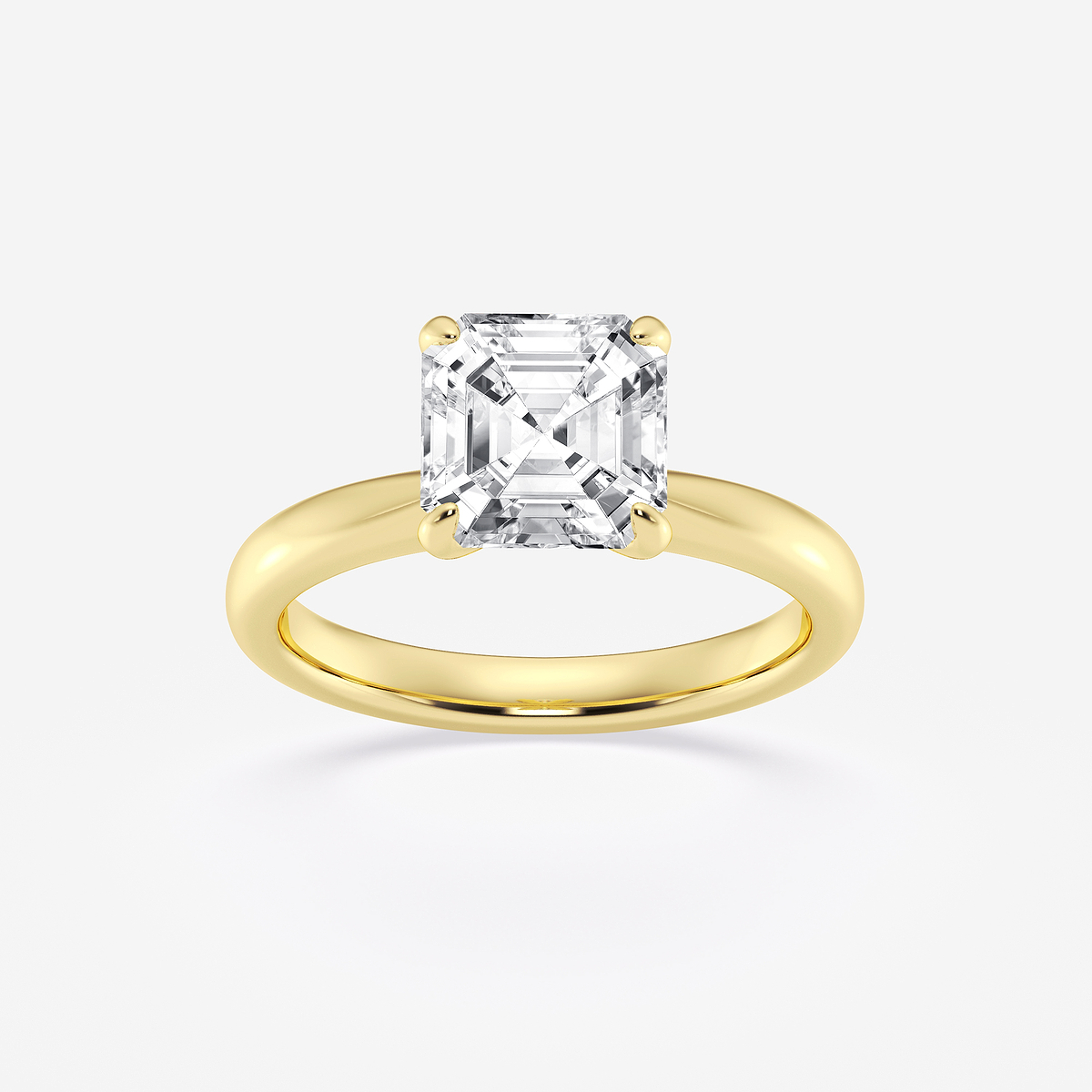 2 1/2 ctw Asscher Lab Grown Diamond Petite Solitaire Engagement Ring