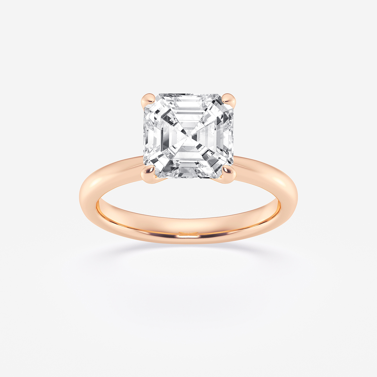 3 ctw Asscher Lab Grown Diamond Petite Solitaire Engagement Ring