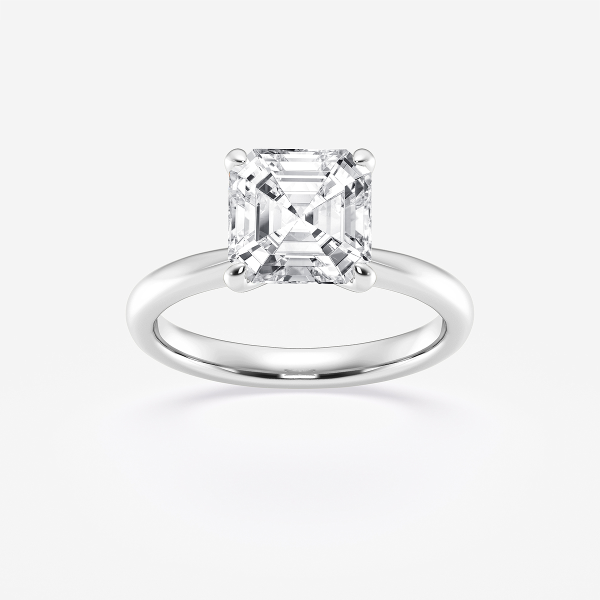 3 ctw Asscher Lab Grown Diamond Petite Solitaire Engagement Ring