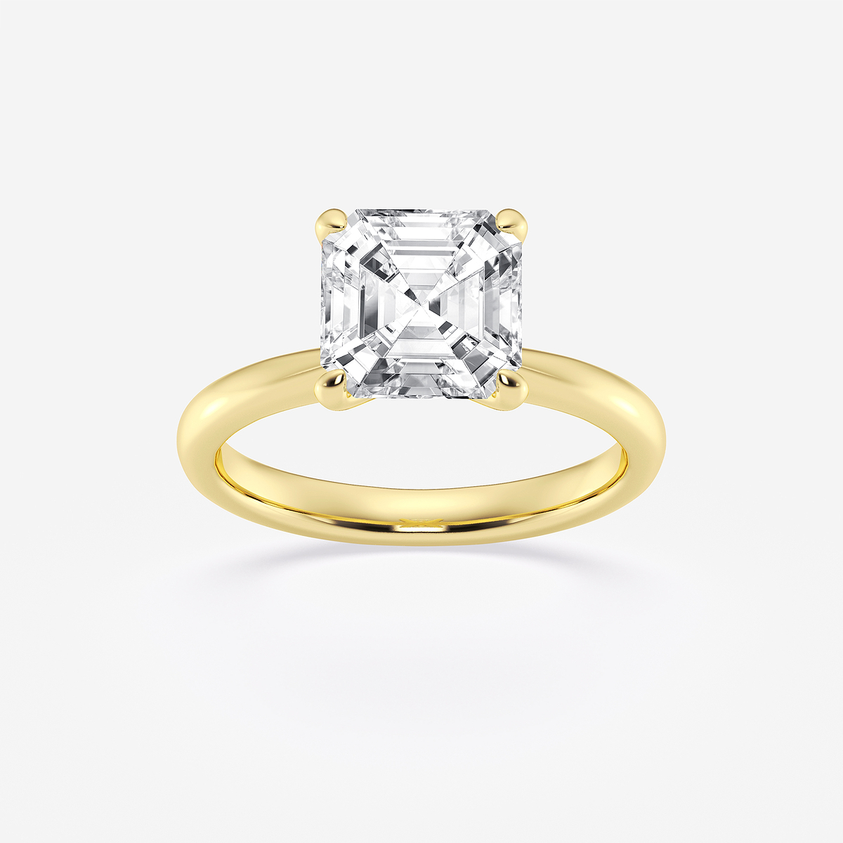 3 ctw Asscher Lab Grown Diamond Petite Solitaire Engagement Ring