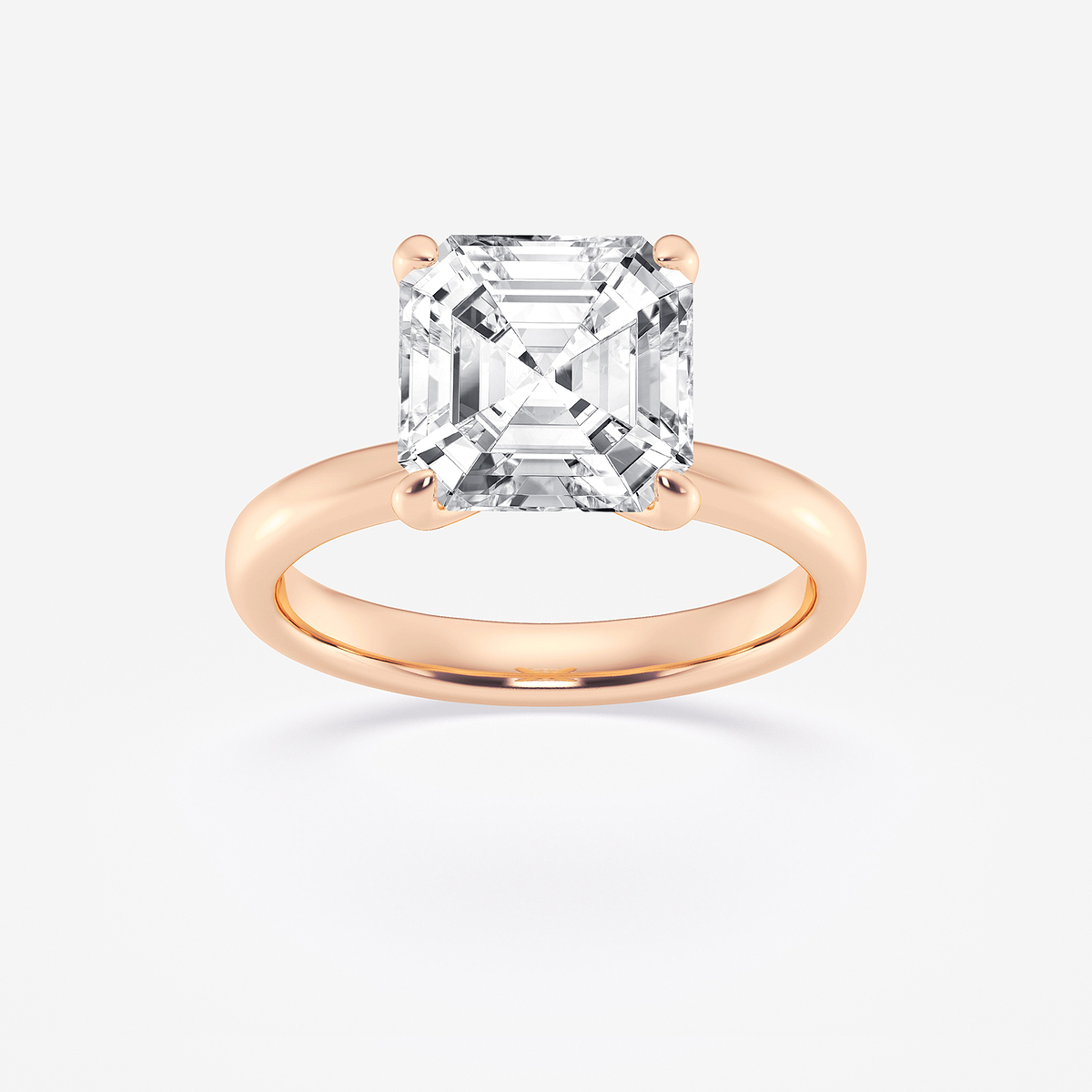 4 ctw Asscher Lab Grown Diamond Petite Solitaire Engagement Ring