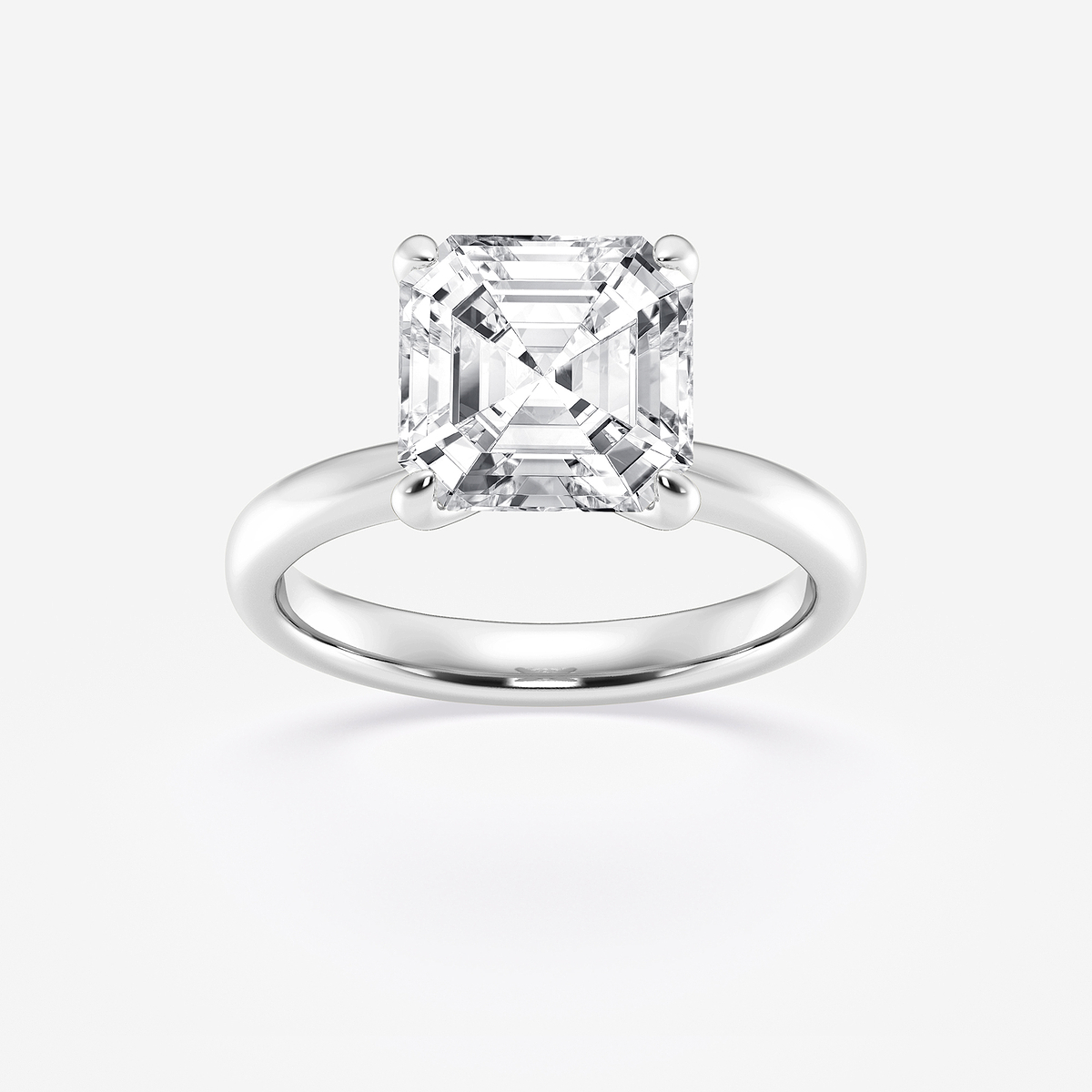 4 ctw Asscher Lab Grown Diamond Petite Solitaire Engagement Ring