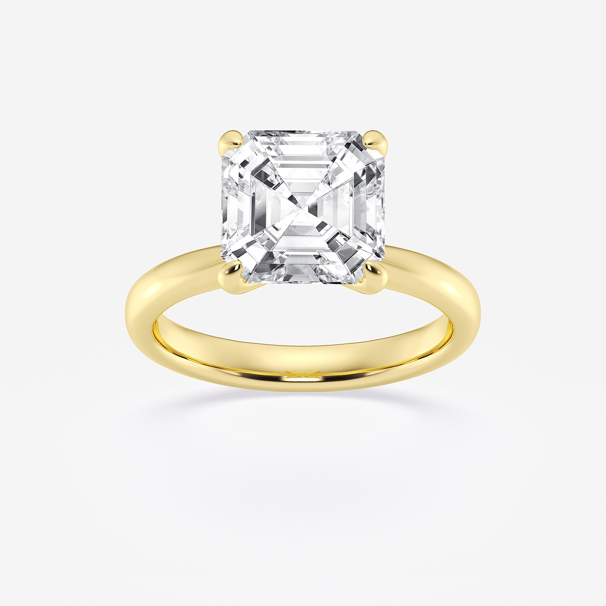 4 ctw Asscher Lab Grown Diamond Petite Solitaire Engagement Ring