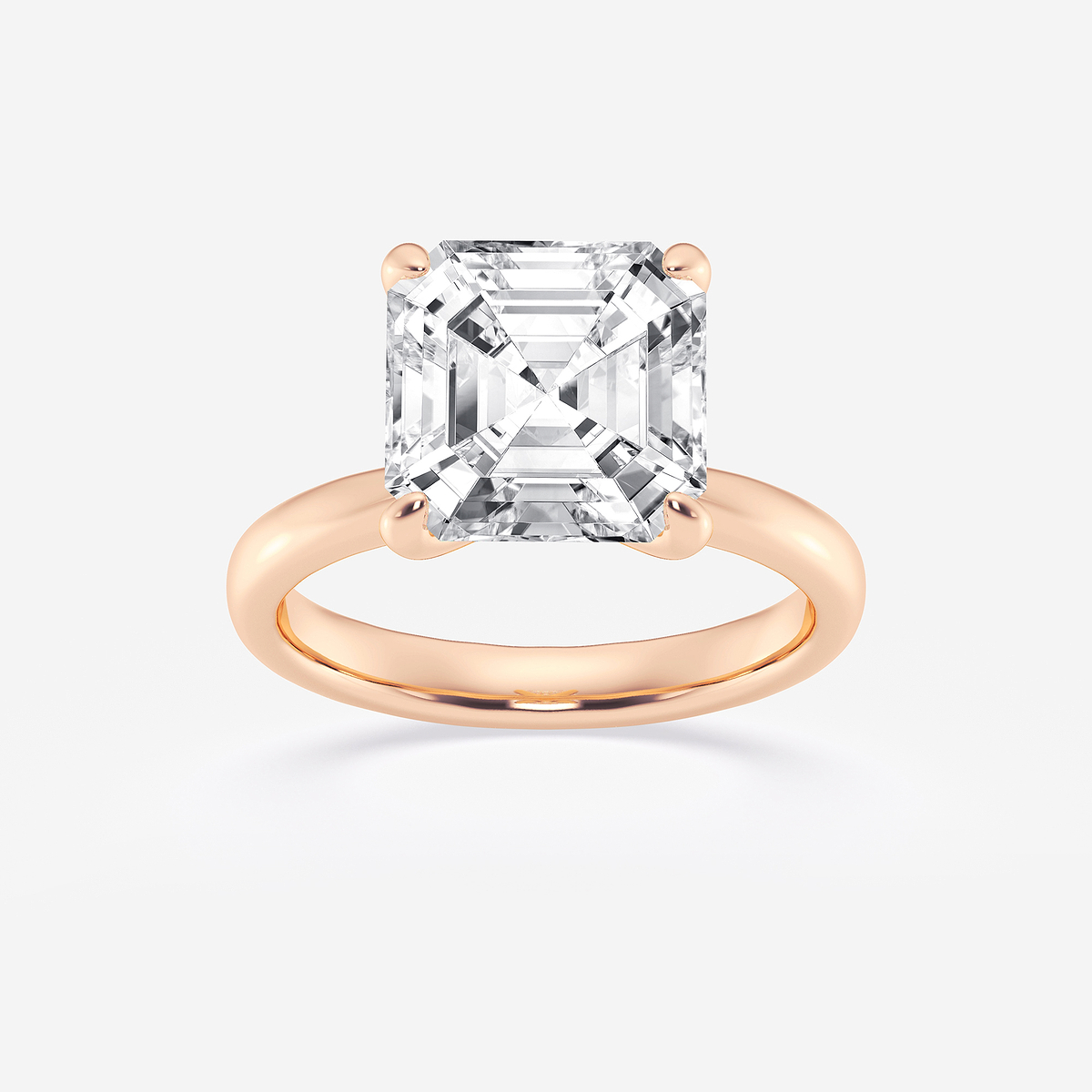 5 ctw Asscher Lab Grown Diamond Petite Solitaire Engagement Ring
