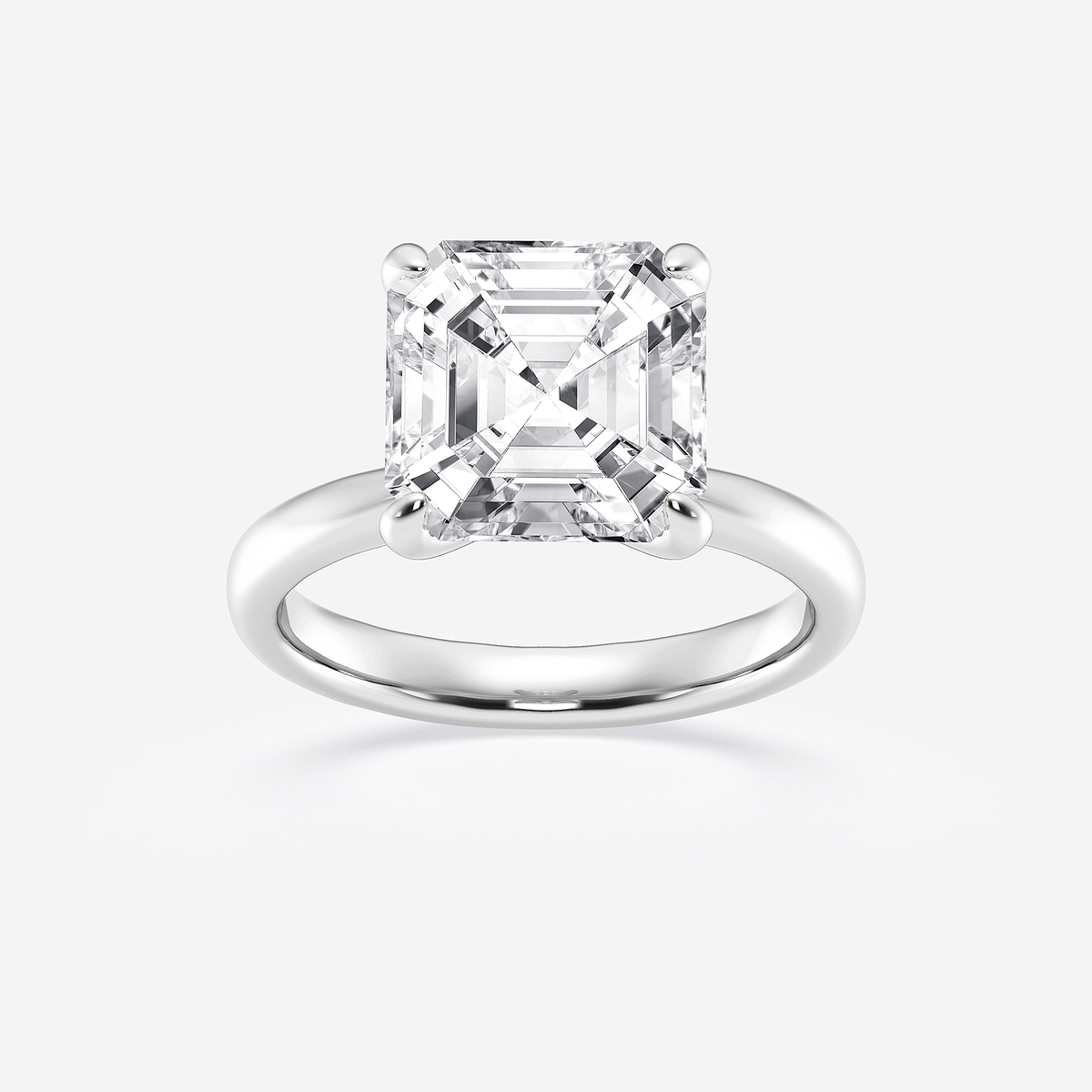 5 ctw Asscher Lab Grown Diamond Petite Solitaire Engagement Ring