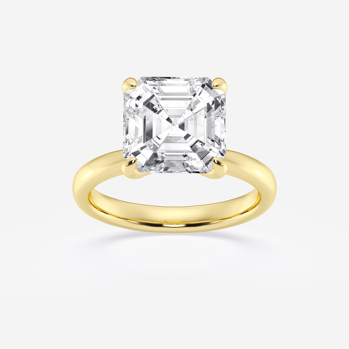 5 ctw Asscher Lab Grown Diamond Petite Solitaire Engagement Ring