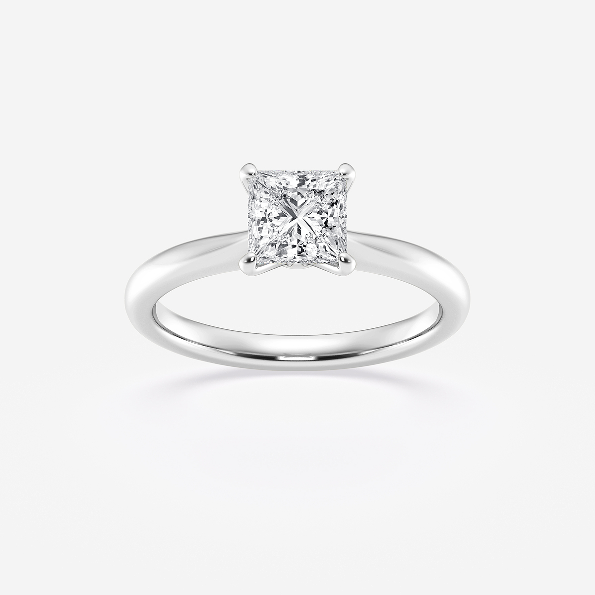 1 ctw Princess Lab Grown Diamond Petite Solitaire Engagement Ring 14K White Gold, FG, VS2+
