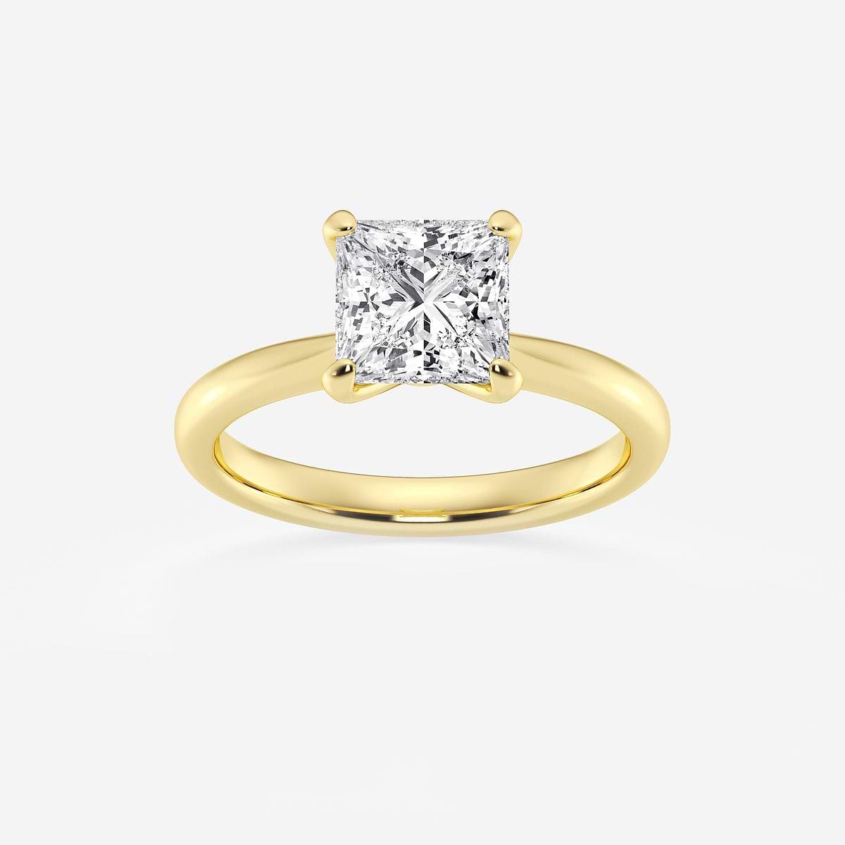 2 ctw Princess Lab Grown Diamond Petite Solitaire Engagement Ring 14K Yellow Gold, E, VS1