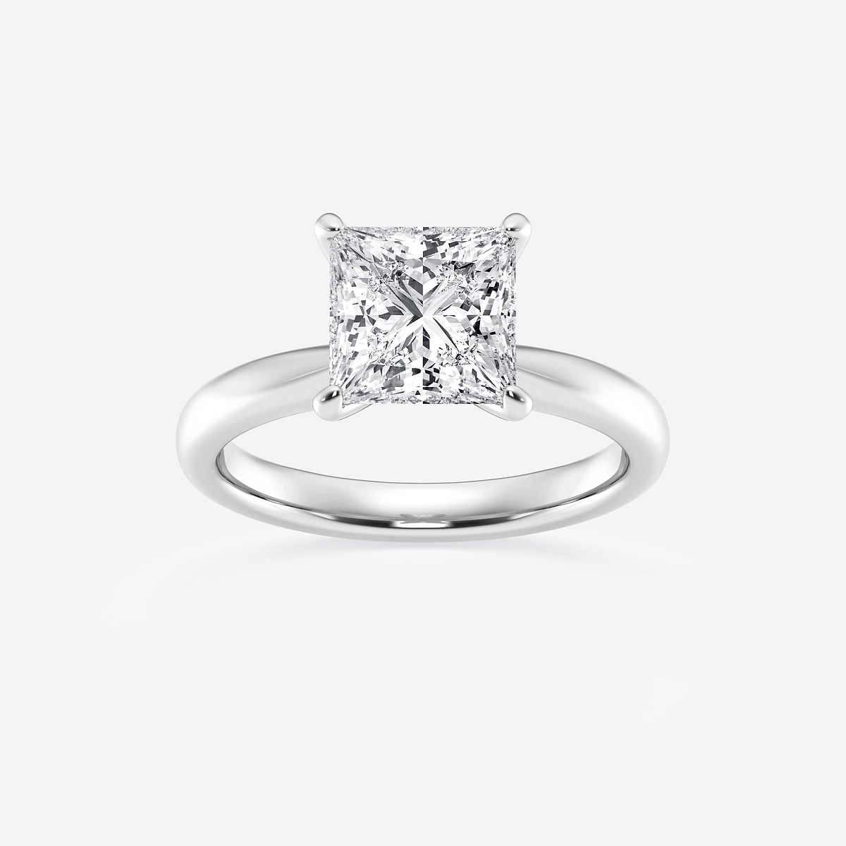 2 1/2 ctw Princess Lab Grown Diamond Petite Solitaire Engagement Ring Platinum, E, VS1