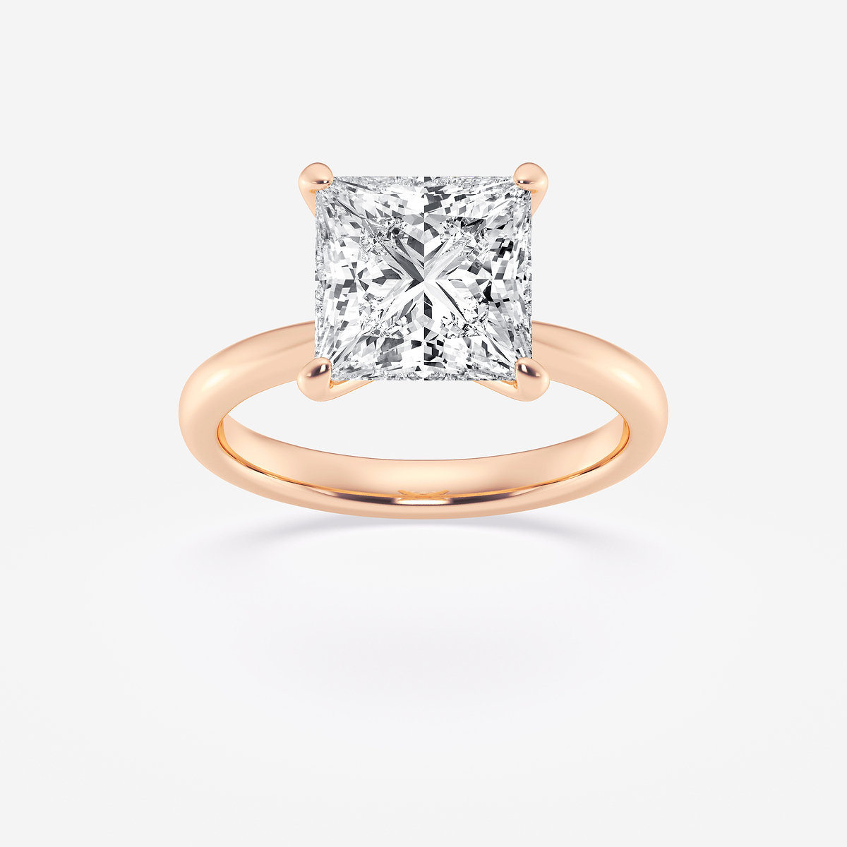 Anel de noivado Vera 4 ctw Princess Lab Grown Diamond Petite Solitaire em  ouro rosa 14K, D, VVS, image size:1200x1200
