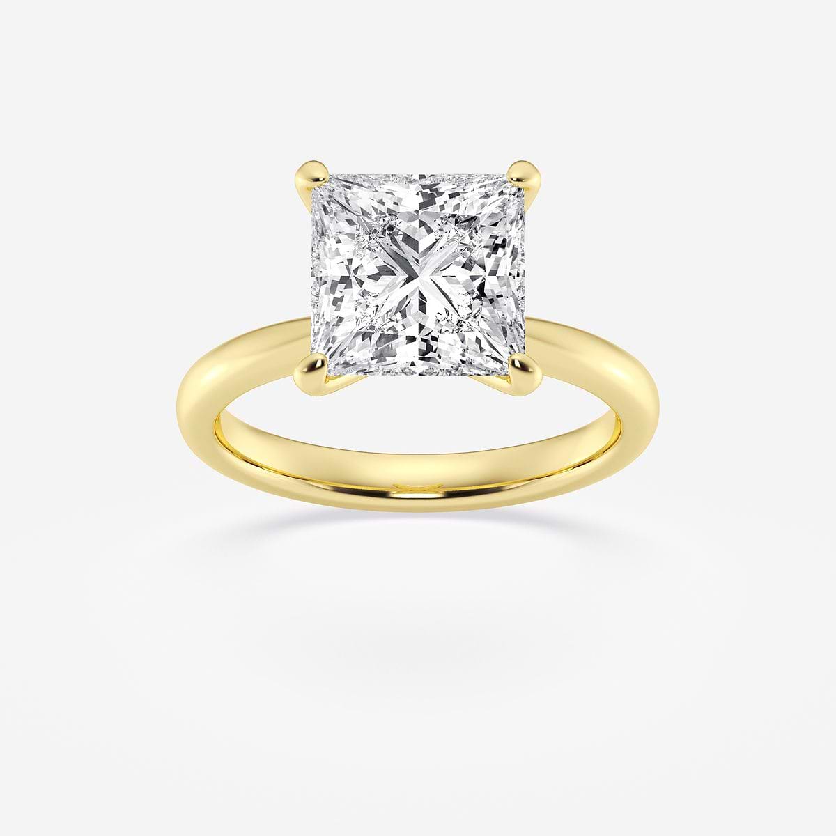 4 ctw Princess Lab Grown Diamond Petite Solitaire Engagement Ring 14K Yellow Gold, F, VS2