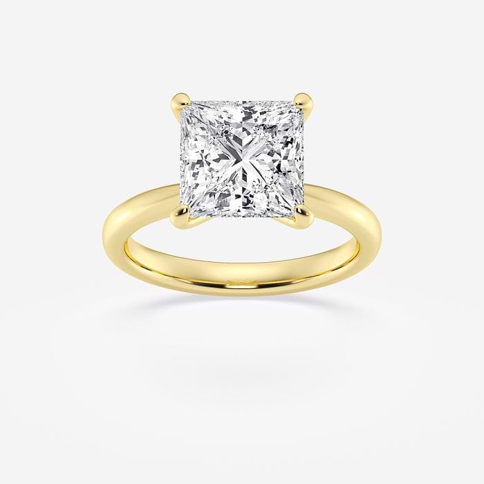 4 ctw Princess Lab Grown Diamond Petite Solitaire Engagement Ring 14K Yellow Gold, F, VS2