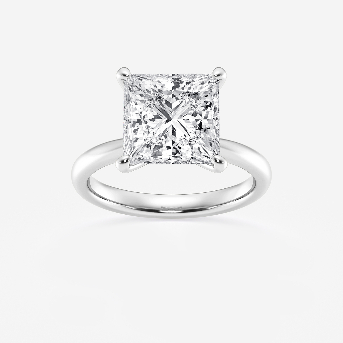 5 ctw Princess Lab Grown Diamond Petite Solitaire Engagement Ring Platinum, E, VS1