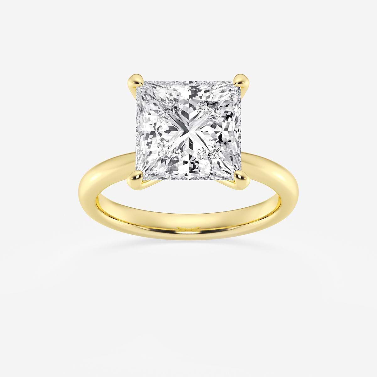 5 ctw Princess Lab Grown Diamond Petite Solitaire Engagement Ring 14K Yellow Gold, D, VVS