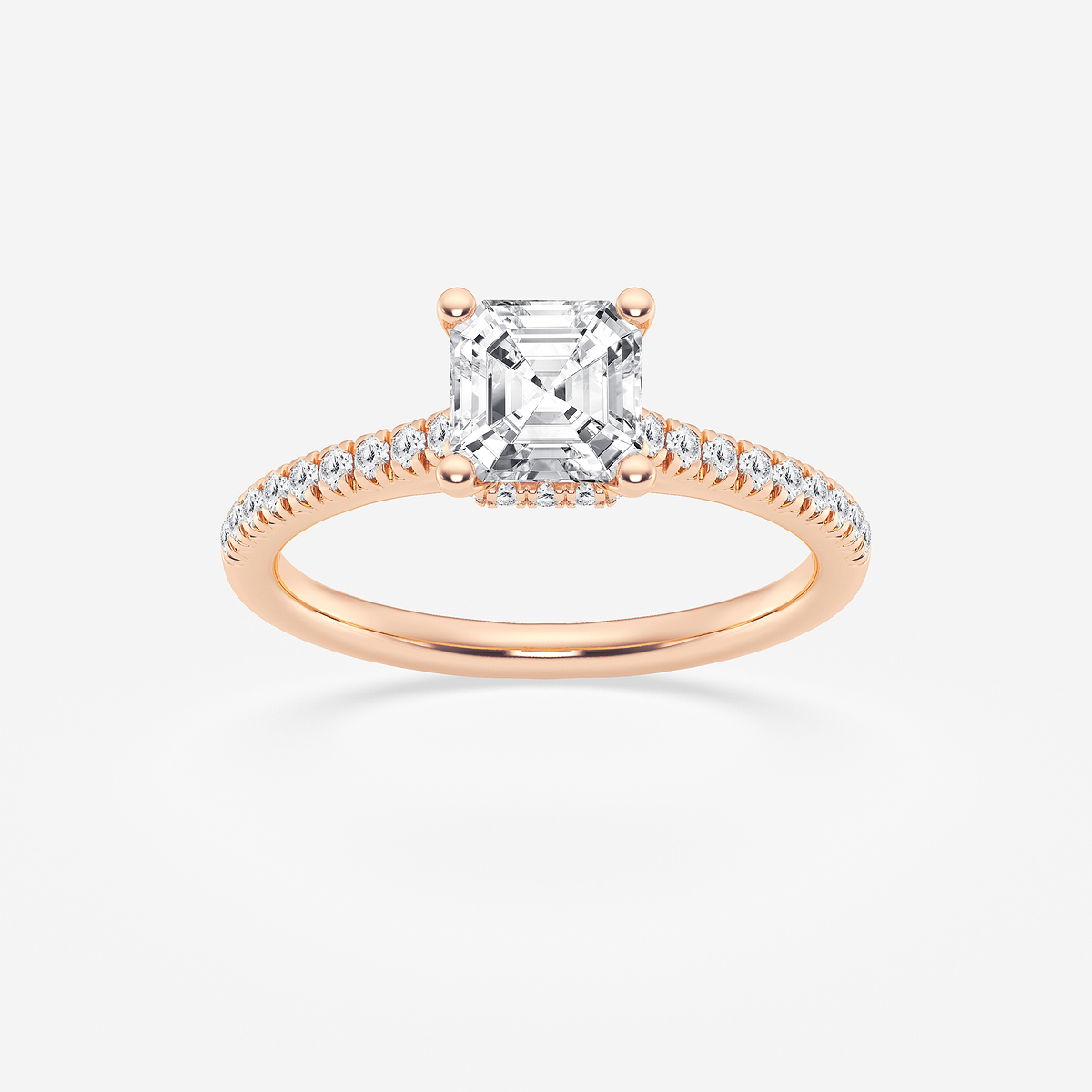 1 1/3 ctw Asscher Lab Grown Diamond Hidden Halo Engagement Ring