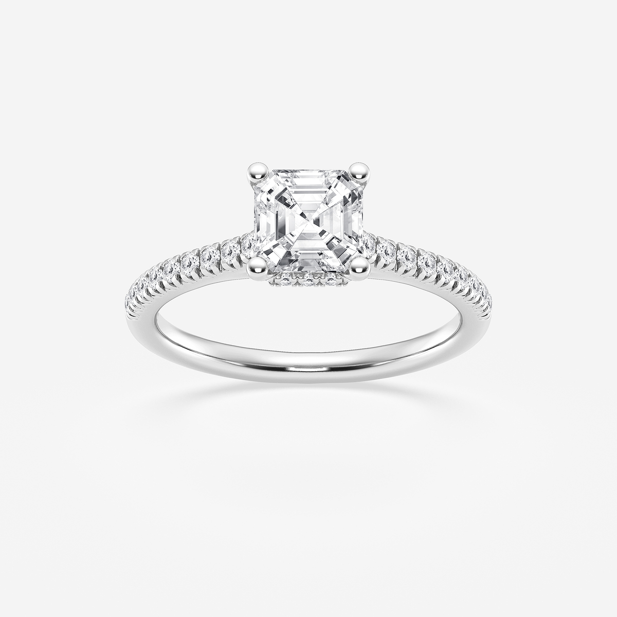1 1/3 ctw Asscher Lab Grown Diamond Hidden Halo Engagement Ring