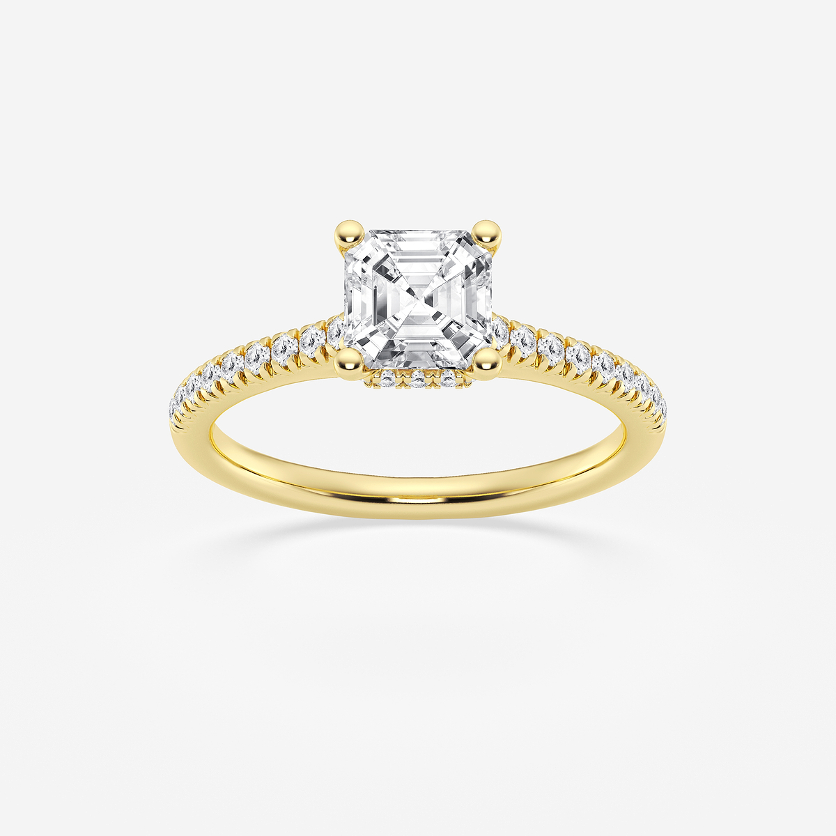 1 1/3 ctw Asscher Lab Grown Diamond Hidden Halo Engagement Ring