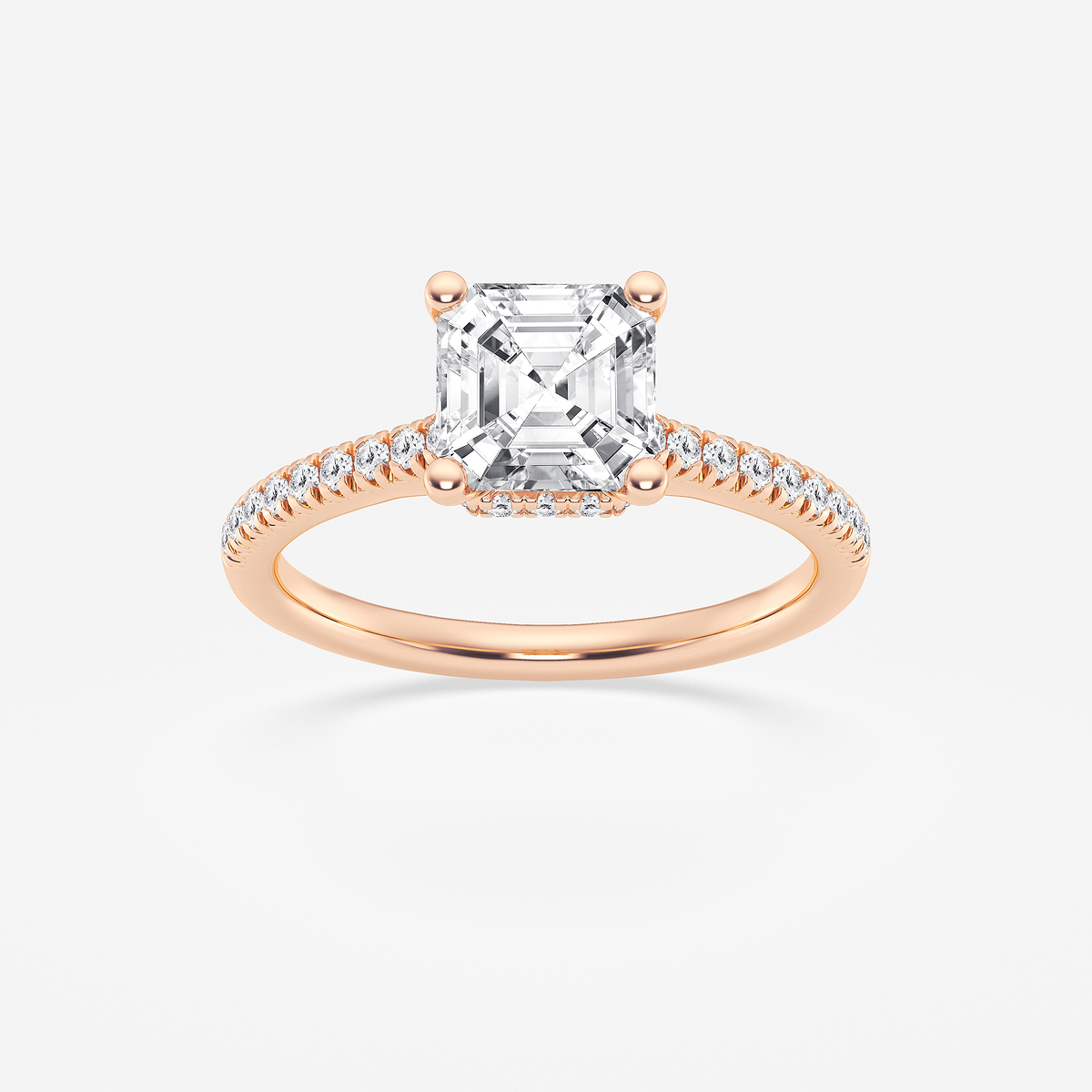 1 7/8 ctw Asscher Lab Grown Diamond Hidden Halo Engagement Ring
